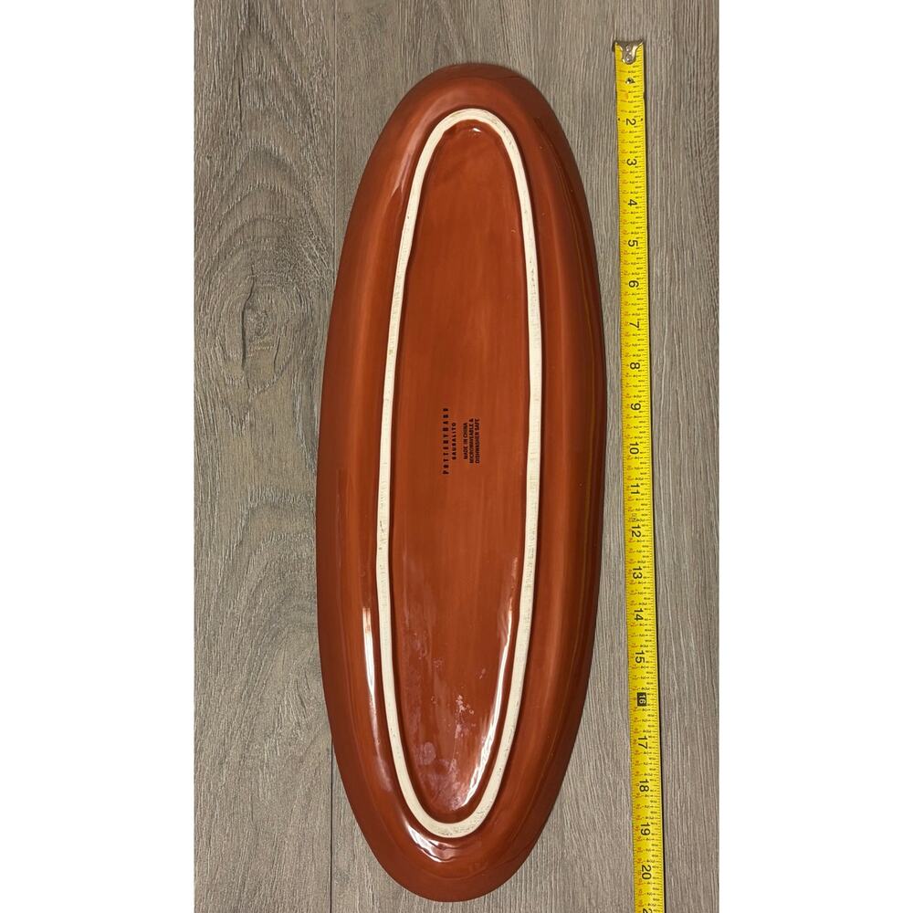 Pottery Barn Sausalito Spice Terracotta Oval Serving Platter Boat 2003 Vintage - Picture 6 of 7